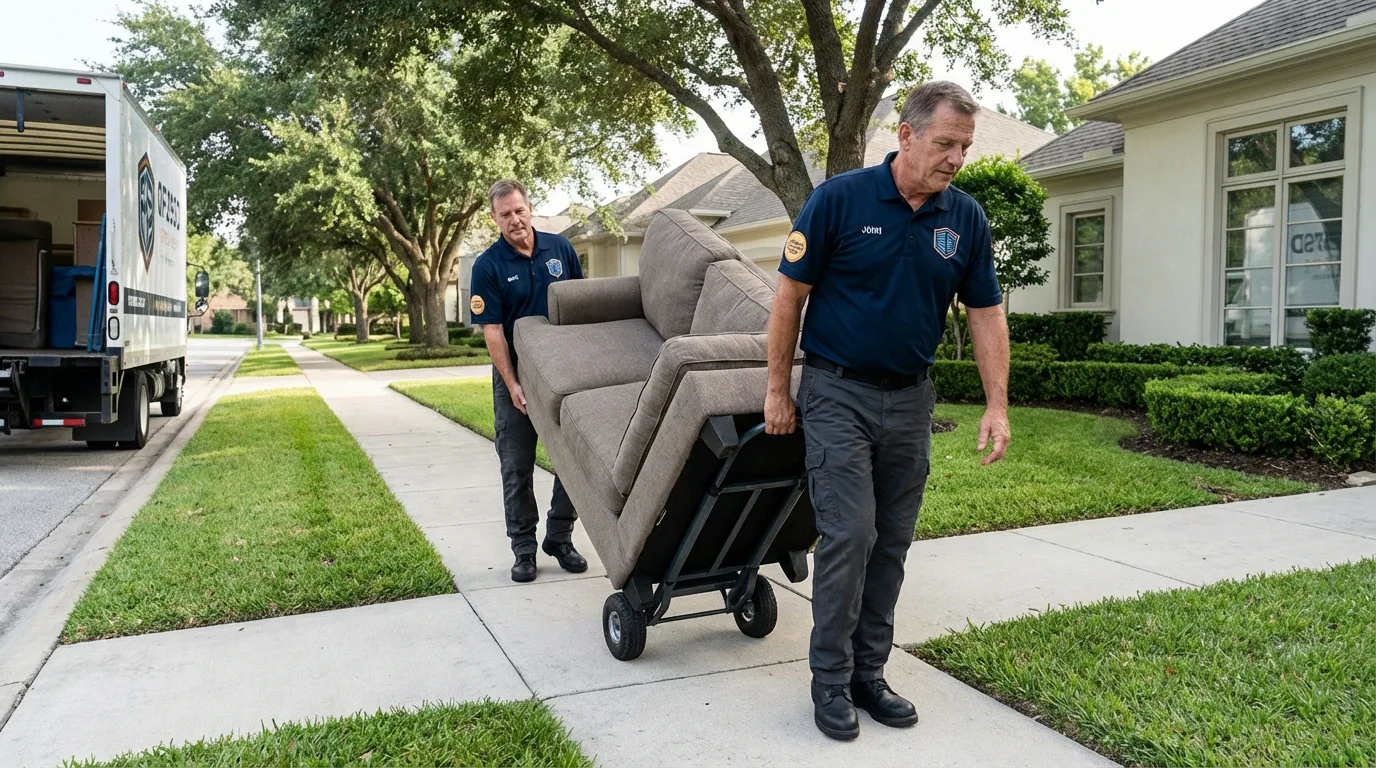 Local residential moving crew loading furniture in Kingston, RI